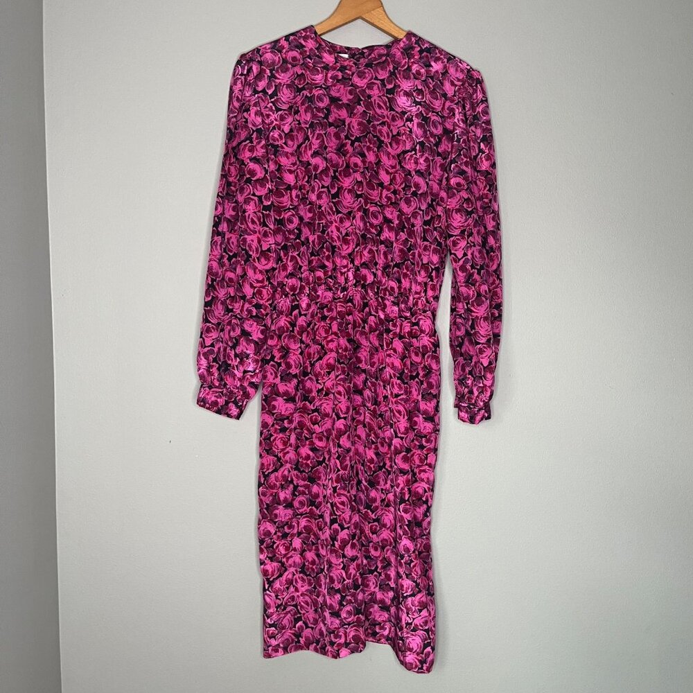 Vintage Henry Lee‎ Womens Union Made Floral Midi Dress Size 14 Feminine Modest